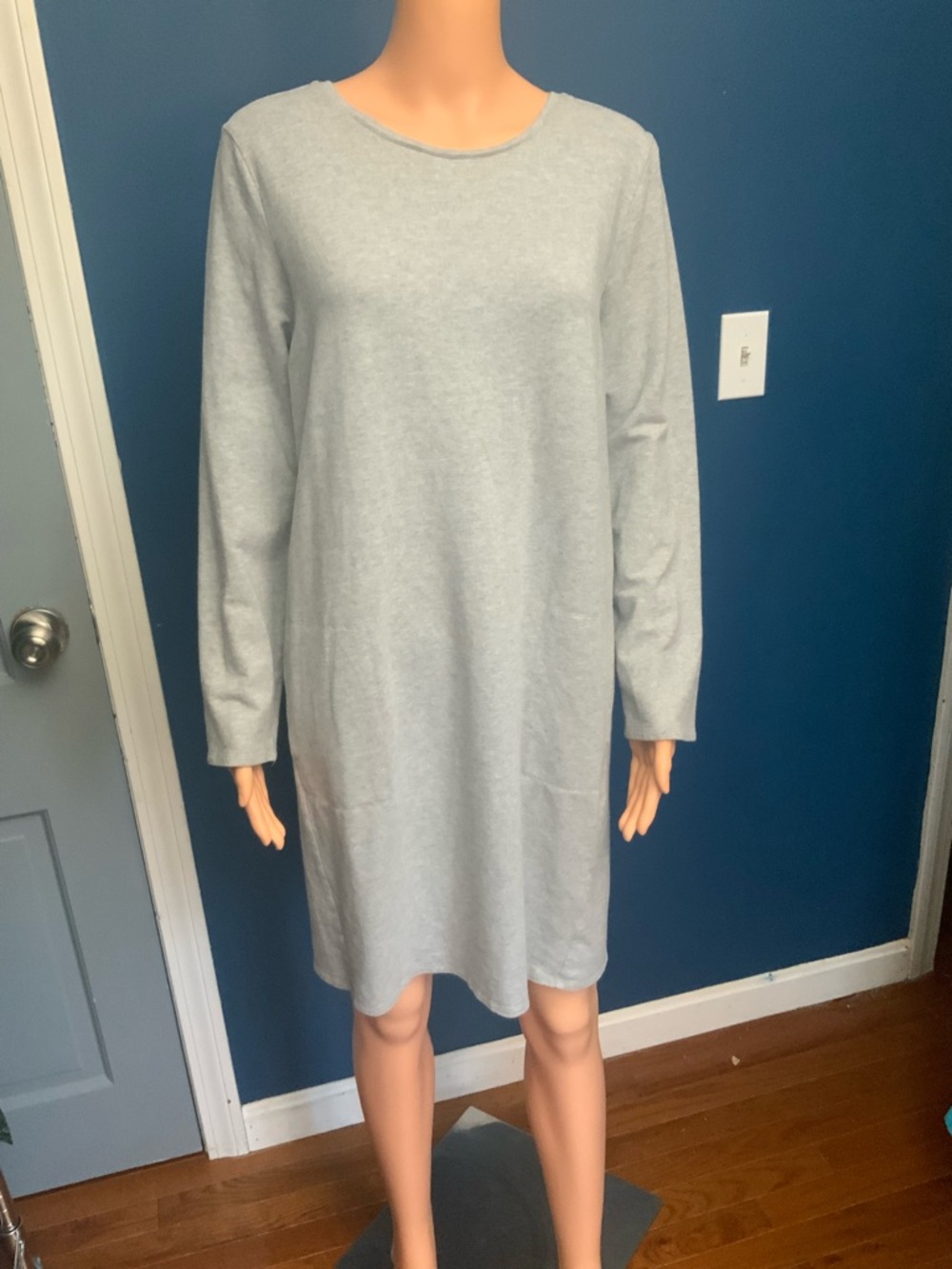 J. Jill Light Gray Long Sleeve Crewneck Dress